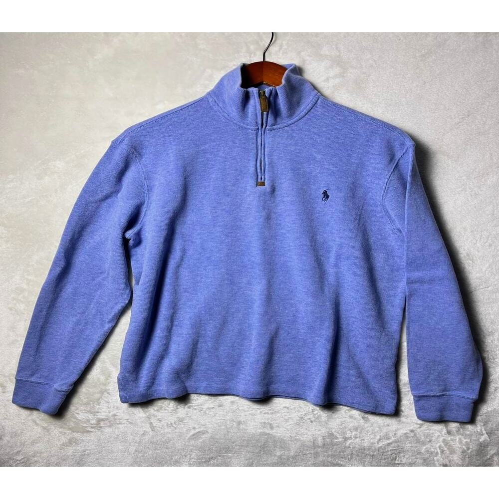 Ralph Lauren Polo Quarter Zip Men's M Nautical Summer Blue Matcha Sweater Season